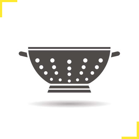 Colander icon. Drop shadow drainer silhouette symbol. Negative space. Vector isolated illustrationのイラスト素材