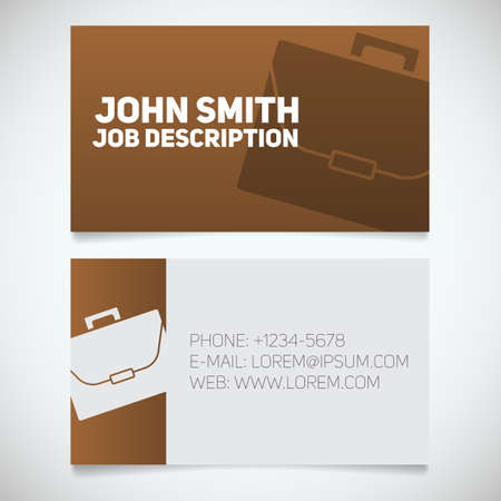 Business card print template with briefcase logo. Easy edit. Work management. Businessman. Lawyer. Stationery design concept. Vector illustrationのイラスト素材