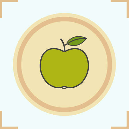 Green apple color icon. Isolated vector illustrationのイラスト素材