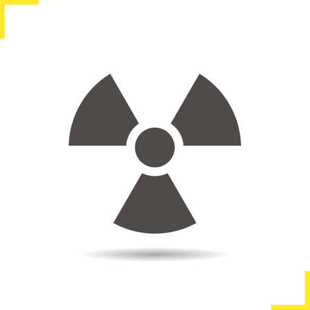 Radiation icon. Drop shadow radioactive danger silhouette symbol. Nuclear energy. Vector isolated illustrationのイラスト素材