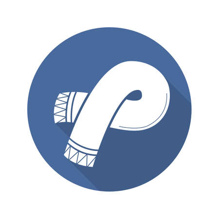 Winter scarf flat design long shadow icon. Vector silhouette symbolのイラスト素材