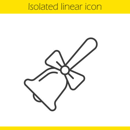 School bell with bow linear icon. Thin line illustration. Contour symbol. Vector isolated outline drawingのイラスト素材