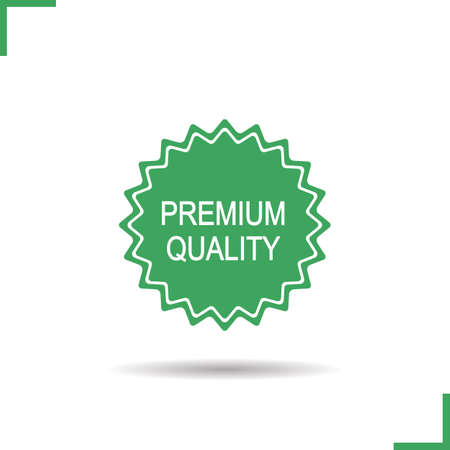 Premium quality sticker. Drop shadow green label. Online shop promotion banner. Isolated illustration. Product badge. Vectorのイラスト素材