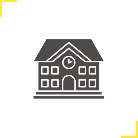 School building icon. Negative space. University silhouette symbol. Vector isolated illustrationのイラスト素材