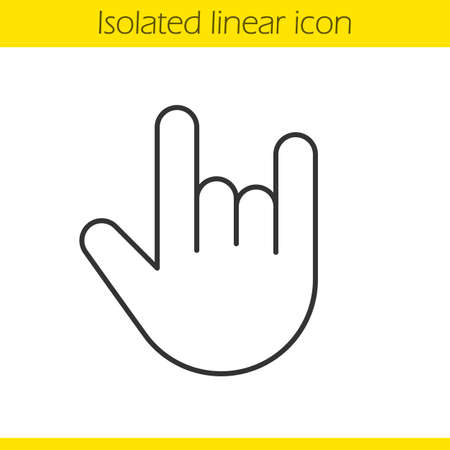 Heavy metal gesture linear icon. Thin line illustration. Devil horn and cool contour symbol. Vector isolated outline drawingのイラスト素材