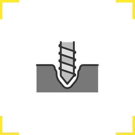 Drilling color icon. Rotating mining drill bit. Isolated vector illustrationのイラスト素材