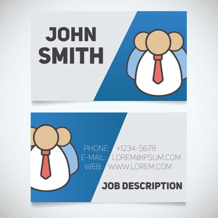 Business card print template with company personnel logo. Easy edit. Manager. Employer. Stationery design concept. Vector illustrationのイラスト素材