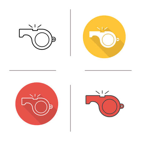 Whistle icon. Flat design, linear and color styles. Isolated vector illustrationsのイラスト素材