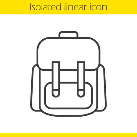 School backpack linear icon. Thin line illustration. Student rucksack. Contour symbol. Schoolbag. Vector isolated outline drawingのイラスト素材