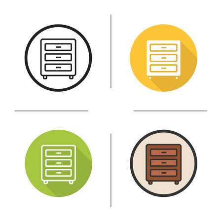 Chest of drawers icon. Flat design, linear and color styles. Nightstand isolated vector illustrationsのイラスト素材