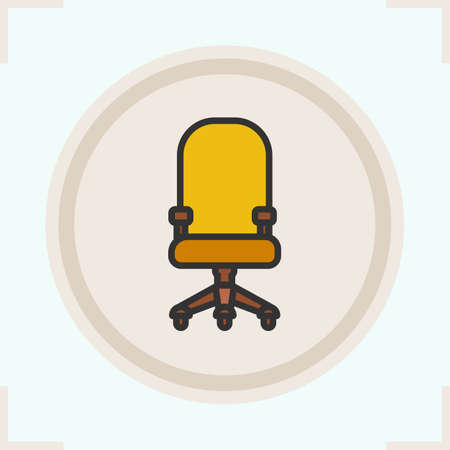 Computer chair color icon. Office chair on wheels. Isolated vector illustrationのイラスト素材