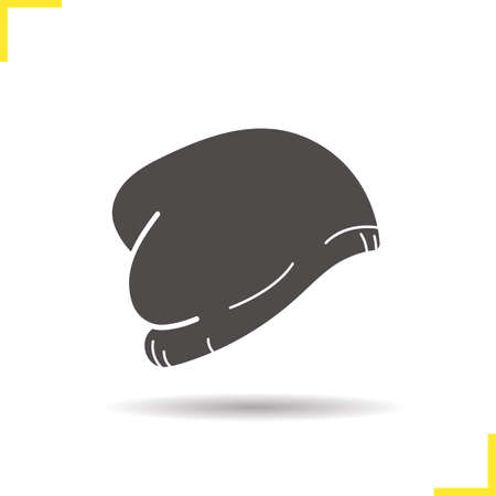 Winter hat icon. Drop shadow silhouette symbol. Ski cap. Negative space. Vector isolated illustrationのイラスト素材