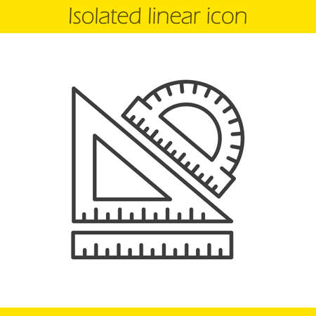 School rulers linear icon. Protractor, transparent and ruler. Thin line illustration. Geometry symbol. Vector isolated outline drawingのイラスト素材
