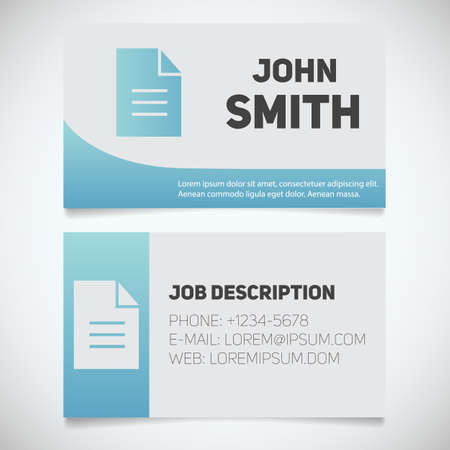 Business card print template with document logo. Easy edit. Editor. Writer. Stationery design concept. Vector illustrationのイラスト素材
