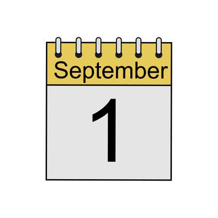 September 1st calendar color icon. Knowledge Day. Isolated vector illustrationのイラスト素材