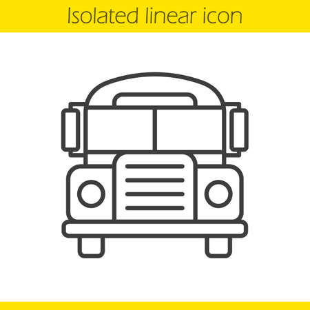 School bus linear icon. Thin line illustration. Contour symbol. Vector isolated outline drawingのイラスト素材