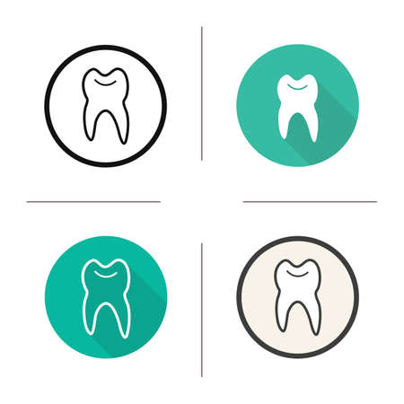 Tooth icon. Flat design, linear and color styles. Stomatologist and dentist sign. Isolated vector illustrationsのイラスト素材