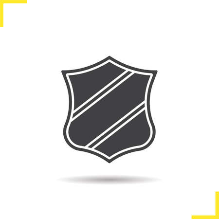 Heraldic shield icon. Drop shadow silhouette symbol. Security shield clip art with ribbon. Negative space. Vector isolated illustrationのイラスト素材
