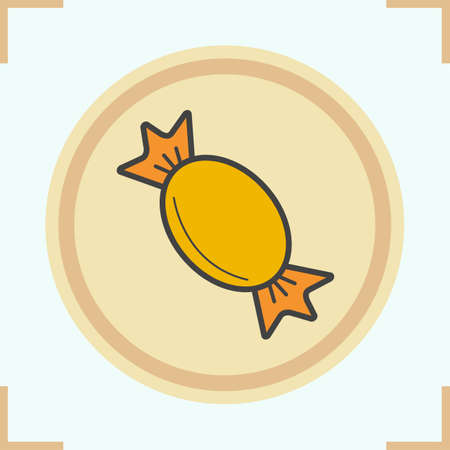 Candy color icon. Wrapped sweet caramel. Isolated vector illustrationのイラスト素材
