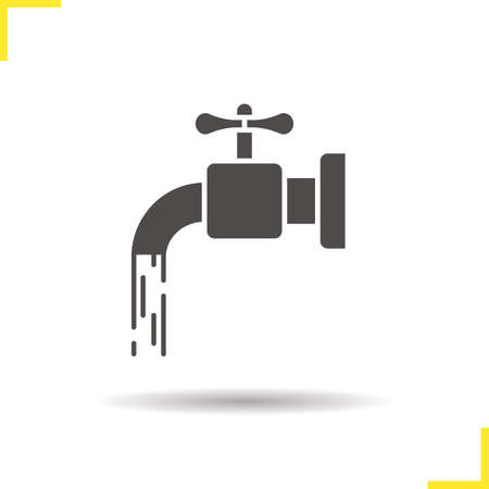 Open water faucet icon. Drop shadow tap silhouette symbol. Negative space. Vector isolated illustrationのイラスト素材