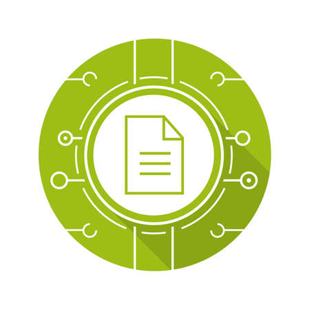 Web document flat design long shadow icon. Digital file. Vector green silhouette symbolのイラスト素材
