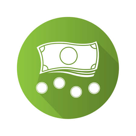 Money flat design long shadow icon. Cash and coins. Vector silhouette symbolのイラスト素材