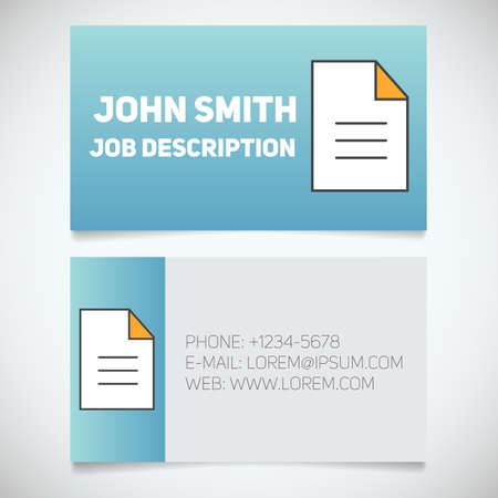 Business card print template with document logo. Easy edit. Editor. Writer. Stationery design concept. Vector illustrationのイラスト素材
