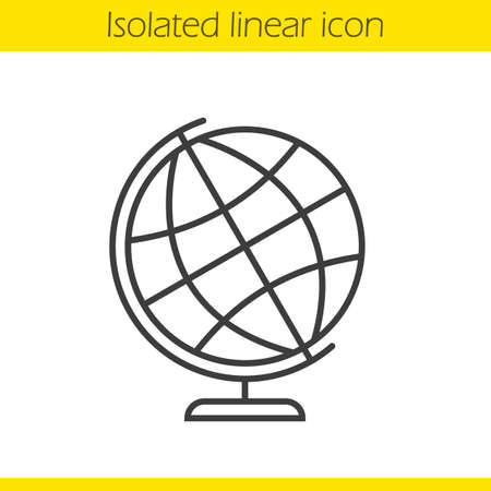 School globe linear icon. Earth spherical model. Thin line illustration. Geography contour symbol. Vector isolated outline drawingのイラスト素材