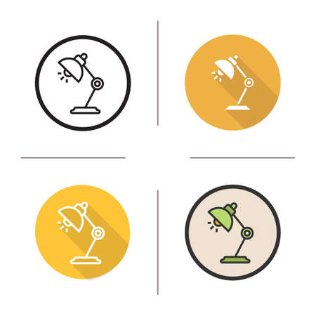 Desk lamp icon. Flat design, linear and color styles. Isolated vector illustrationsのイラスト素材