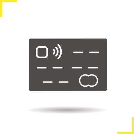 Credit card icon. Drop shadow silhouette symbol. Bank card. Negative space. Vector isolated illustrationのイラスト素材