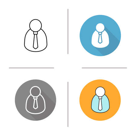 Businessman icon. Flat design, linear and color styles. Manager. Man in shirt and tie. Isolated vector illustrationsのイラスト素材