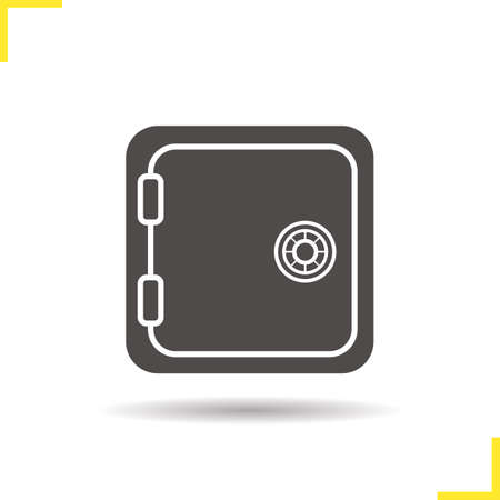 Safe deposit box icon. Drop shadow silhouette symbol. Bank vault. Negative space. Vector isolated illustrationのイラスト素材