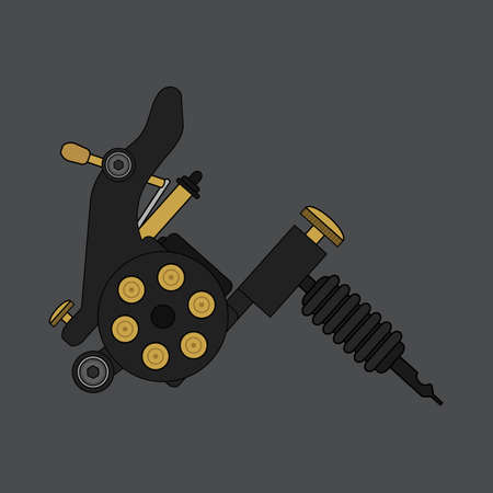 Tattoo machine. Isolated color vector illustration. Tattoo equipment drawingのイラスト素材