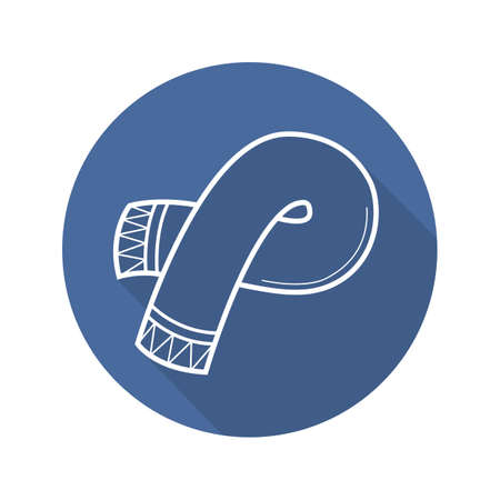 Winter scarf flat linear long shadow icon. Vector line symbolのイラスト素材