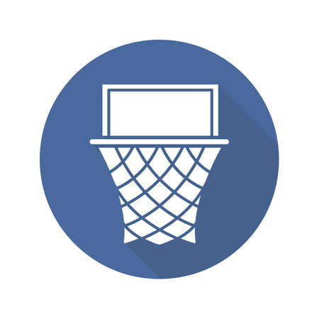 Basketball hoop flat design long shadow icon. Vector silhouette symbolのイラスト素材