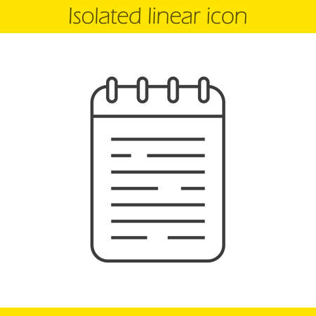 Notebook linear icon. Thin line illustration. Spiral  notepad contour symbol. Vector isolated outline drawingのイラスト素材