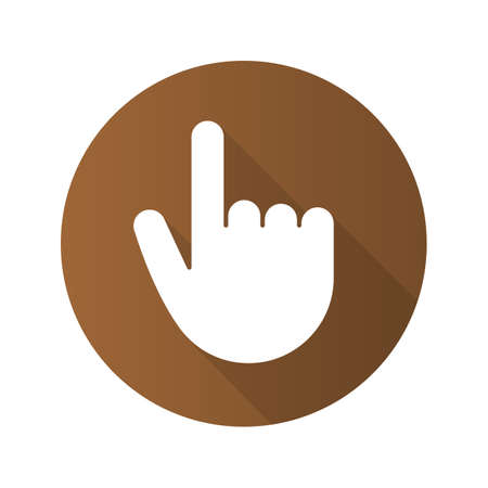 Point up gesture flat design long shadow icon. Index finger. Forefinger. Vector silhouette symbolのイラスト素材