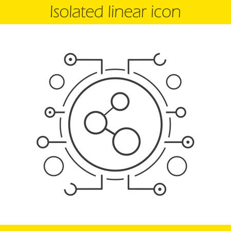 Network connection linear icon. Thin line illustration. Contour symbol. Cyber technology concept. Vector isolated outline drawingのイラスト素材