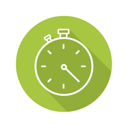 Stopwatch flat linear long shadow icon. Timer. Vector line symbolのイラスト素材