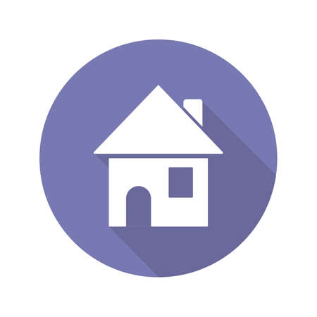 House flat design long shadow icon. Home. Cottage. Vector silhouette symbolのイラスト素材