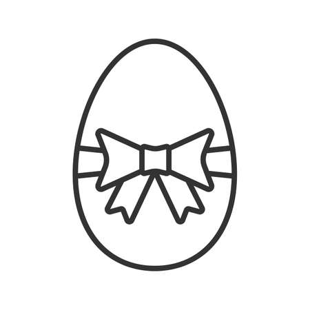 Easter egg linear icon. Thin line illustration. Easter egg with bow and ribbon contour symbol. Vector isolated outline drawingのイラスト素材