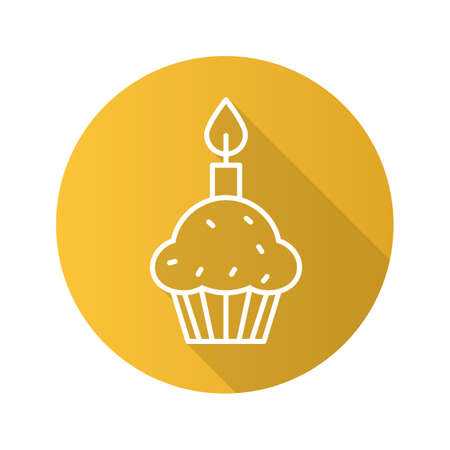 Easter cake and candle. Flat linear long shadow icon. Vector line symbolのイラスト素材