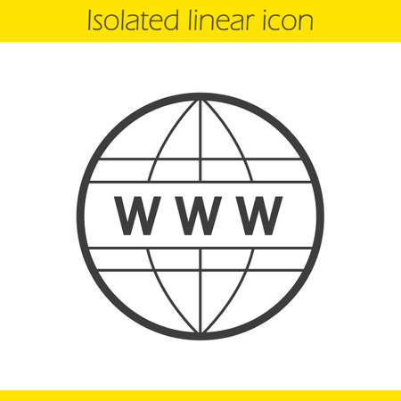 Global network linear icon. Thin line illustration. Internet connection. Www globe contour symbol. Vector isolated outline drawingのイラスト素材