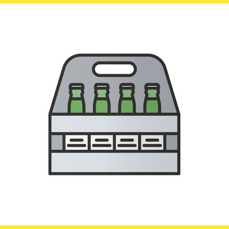 Beer bottles crate color icon.のイラスト素材