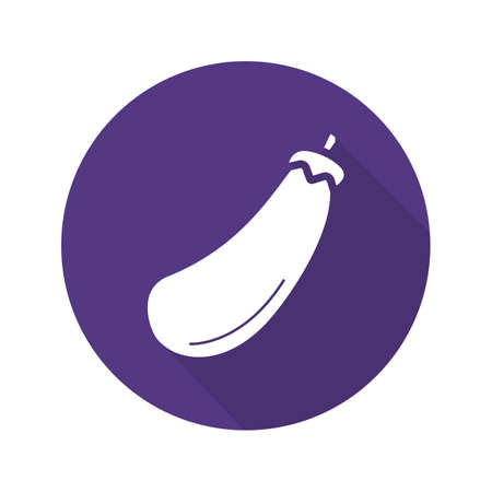 Eggplant flat design long shadow icon. Aubergine. Vector silhouette symbolのイラスト素材