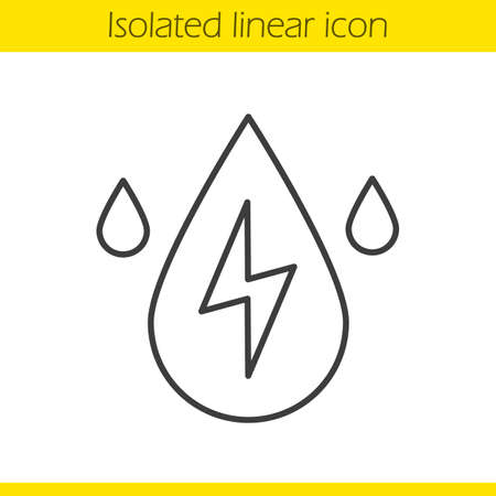 Water energy linear icon. Thin line illustration. Hydroelectric station contour symbol. Vector isolated outline drawingのイラスト素材