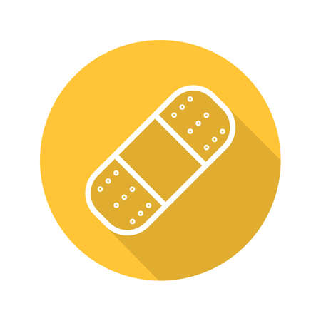 Plaster flat linear long shadow icon. Adhesive band aid. Vector line symbolのイラスト素材