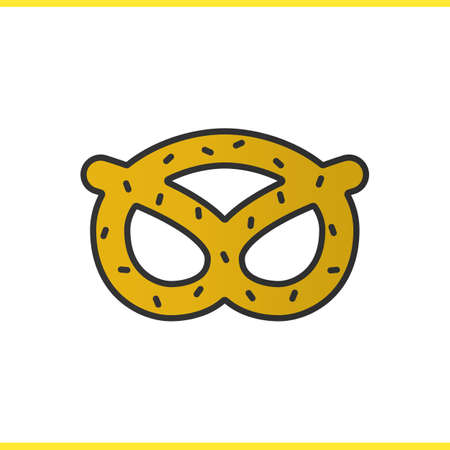 Brezel color icon. Pretzel. Isolated vector illustrationのイラスト素材