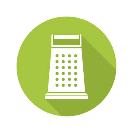 Kitchen grater flat design long shadow icon. Vector silhouette symbolのイラスト素材