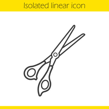 Scissors linear icon. Thin line illustration. Shears contour symbol. Vector isolated outline drawingのイラスト素材